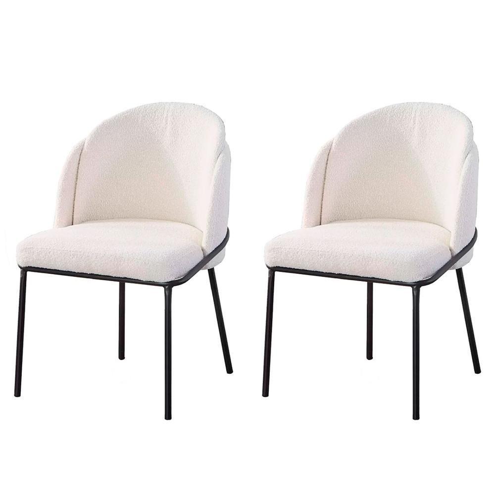 Kit 2 Cadeiras Nevada Denali Fratini Assento Em Tecido Nude Bucle Base Aço Carbono - 1