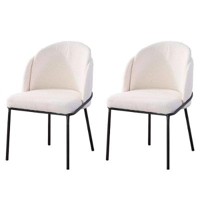 Kit 2 Cadeiras Nevada Denali Fratini Assento Em Tecido Nude Bucle Base Aço Carbono