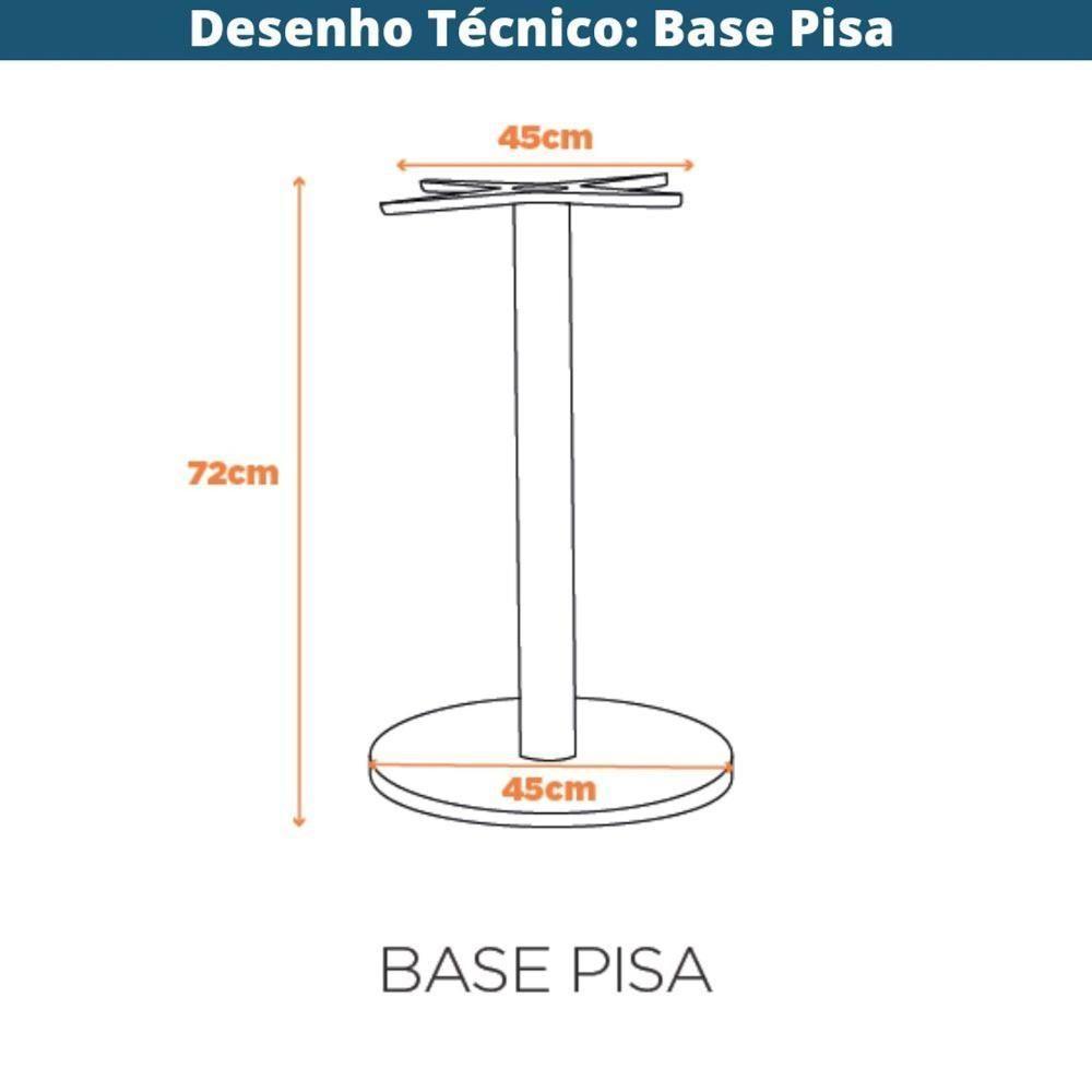 Base De Mesa De Jantar Redonda Pisa Beta Fratini 72 Cm Altura Em Aço Cor Preto Com Disco Redondo - 2