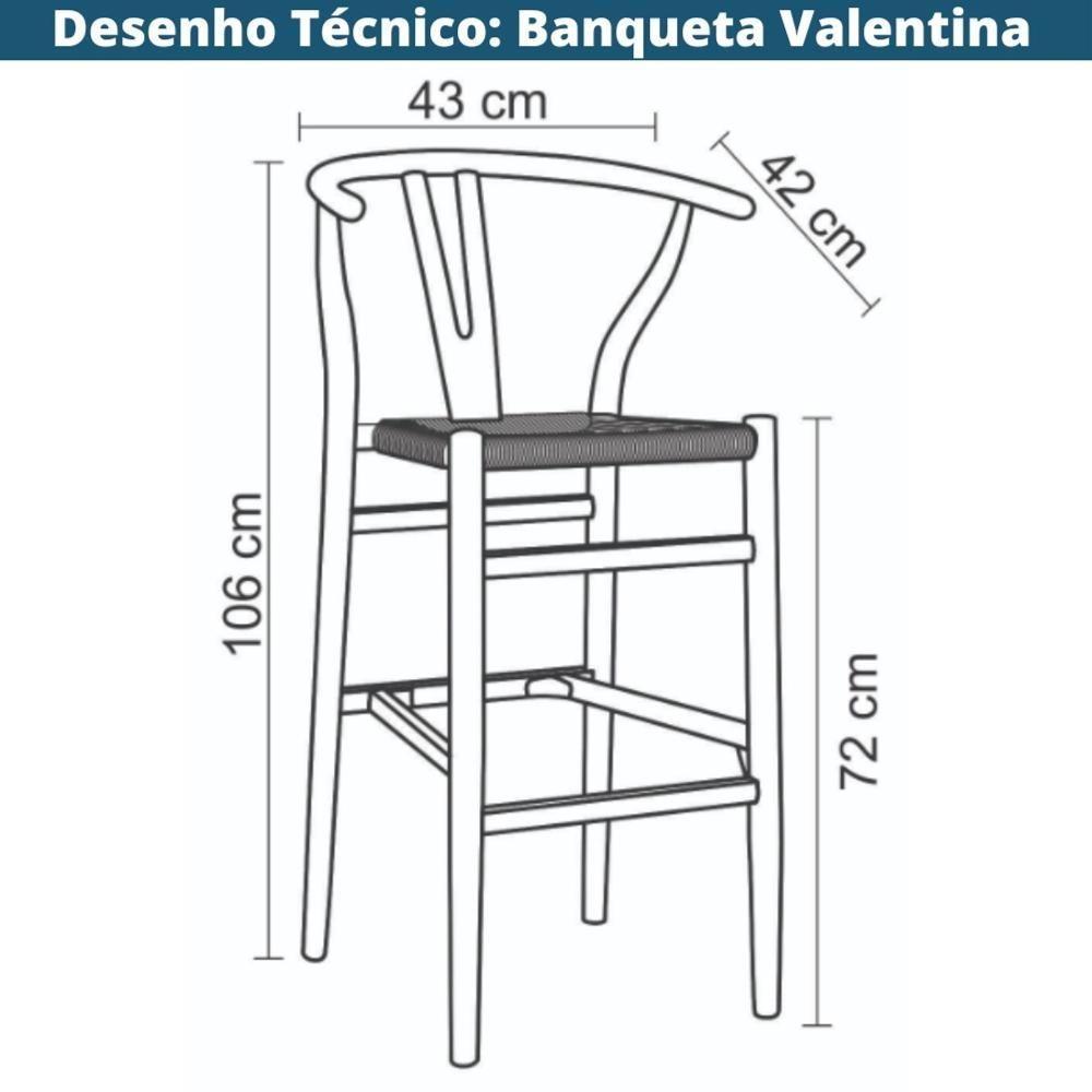 Banqueta Valentina Wishbone Rivatti Em Madeira Clara De Olmo Com Assento Tramado Em Corda Natural - 5