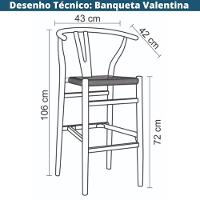 Banqueta Valentina Wishbone Rivatti Em Madeira Clara De Olmo Com Assento Tramado Em Corda Natural - 5
