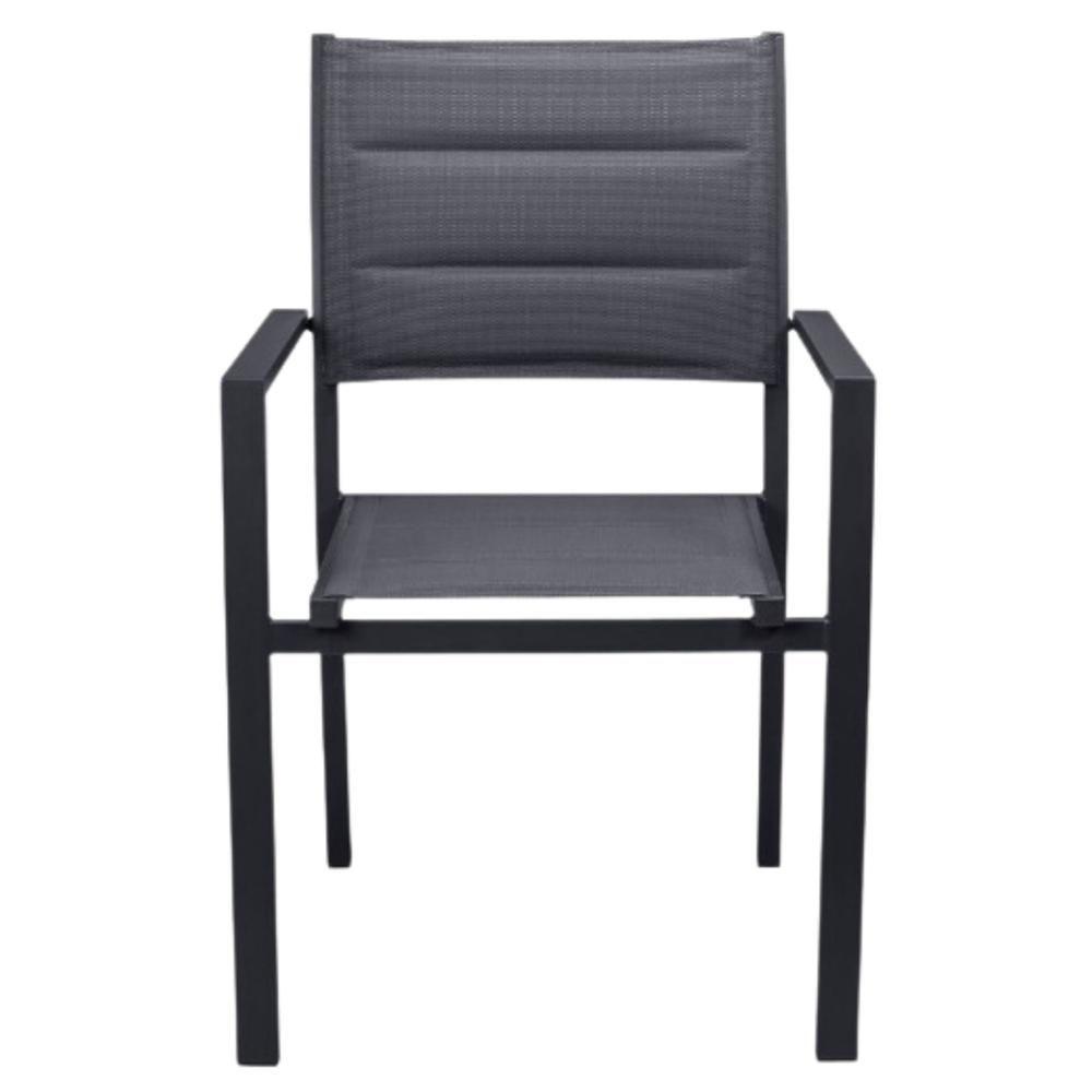Kit 2 Cadeiras Com Braço Empilhável Área Externa Geribá Rivatti Alumínio E Tela Mesh Estofada Grafite - 3
