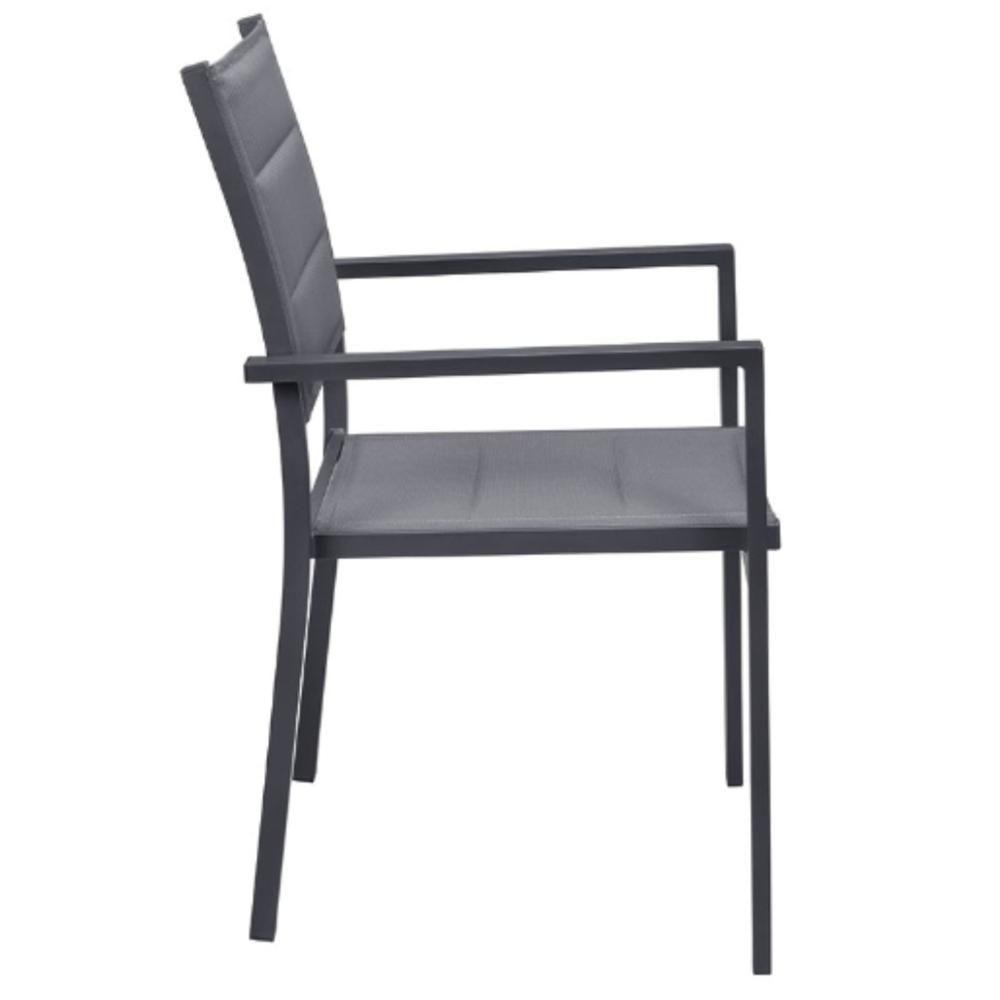 Kit 2 Cadeiras Com Braço Empilhável Área Externa Geribá Rivatti Alumínio E Tela Mesh Estofada Grafite - 4