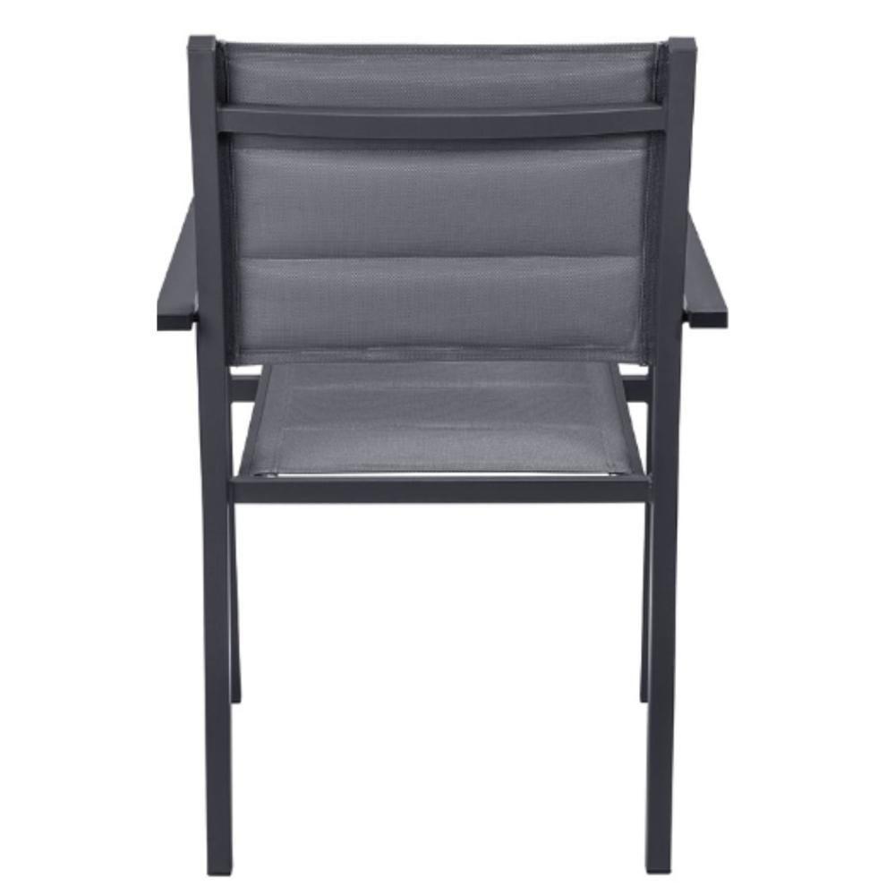 Kit 2 Cadeiras Com Braço Empilhável Área Externa Geribá Rivatti Alumínio E Tela Mesh Estofada Grafite - 5