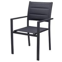 Kit 2 Cadeiras Com Braço Empilhável Área Externa Geribá Rivatti Alumínio E Tela Mesh Estofada Grafite - 2