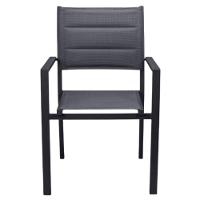 Kit 2 Cadeiras Com Braço Empilhável Área Externa Geribá Rivatti Alumínio E Tela Mesh Estofada Grafite - 3