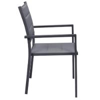 Kit 2 Cadeiras Com Braço Empilhável Área Externa Geribá Rivatti Alumínio E Tela Mesh Estofada Grafite
