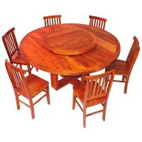 Conjunto Mesa De Jantar Redonda 1,6 M 6 Cadeiras Mineira Em Madeira Maciça Natural - 1