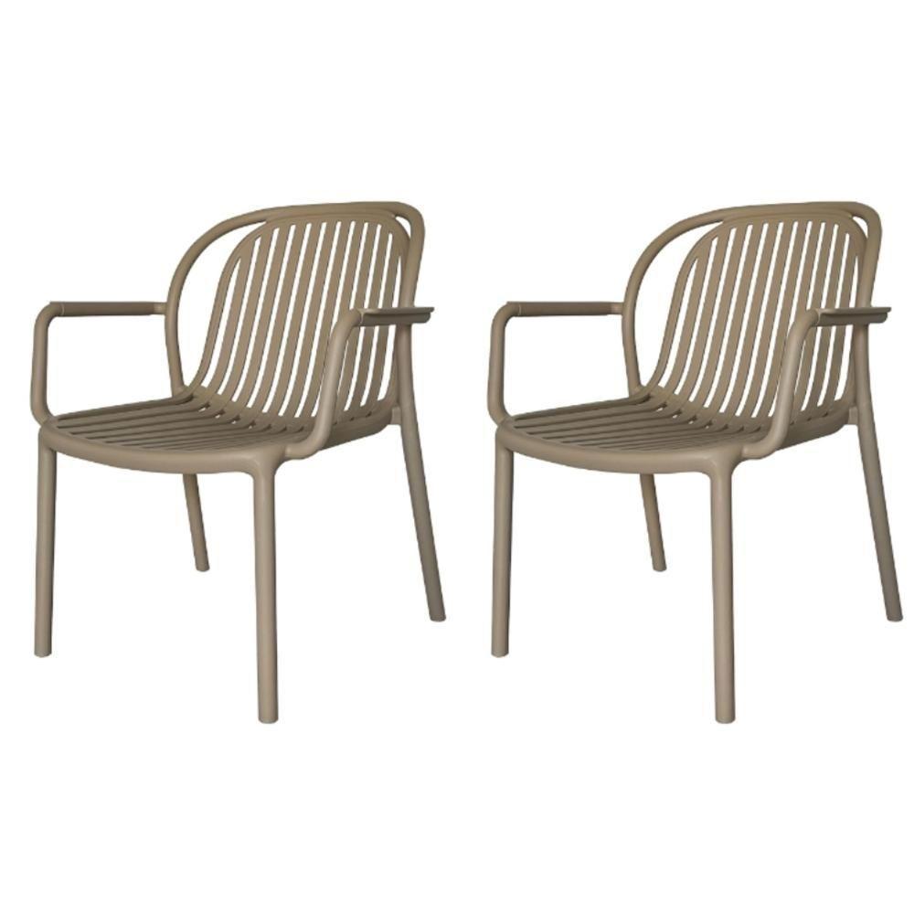 Kit 2 Poltronas Com Braço Área Externa Gávea Rivatti Monobloco Polipropileno Fendi Proteção Uv - 1