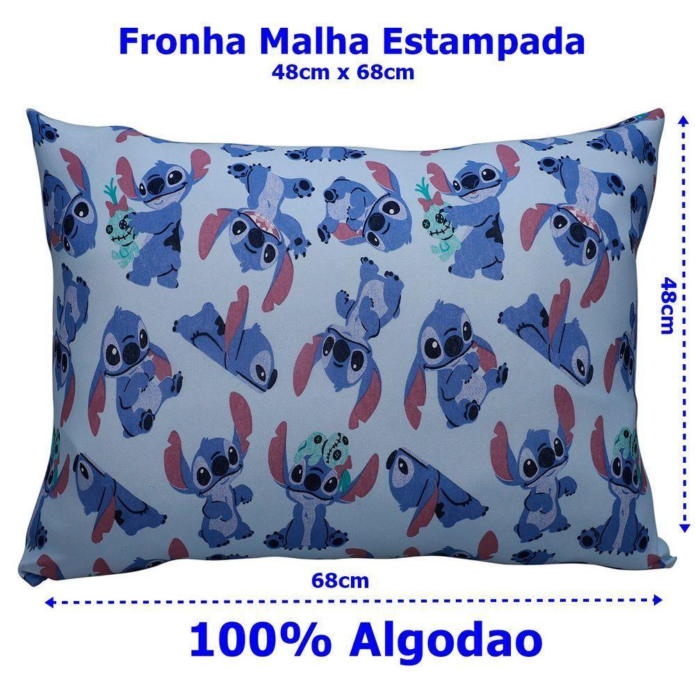 Fronha Portallar Malha Disney Estampada Stitch E Xepa 48cm X 68cm Azul - 2