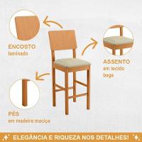 Banqueta Jade 01 Madeira Maciça Jcm Linho Bege