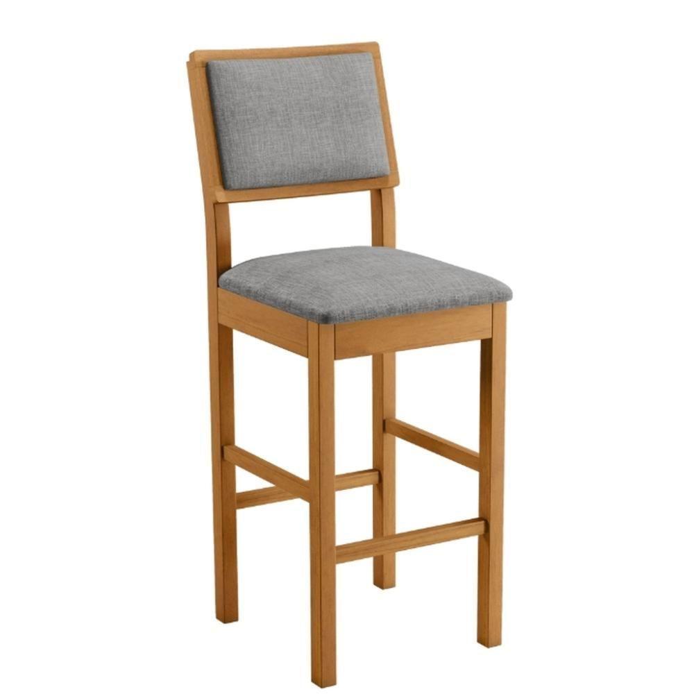 Banqueta Jade 04 Madeira Maciça Jcm Linho Cinza - 1