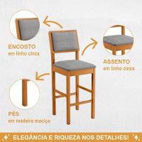 Banqueta Jade 04 Madeira Maciça Jcm Linho Cinza - 3