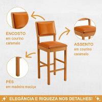 Banqueta Jade 04 Madeira Maciça Jcm Couro Caramelo - 3