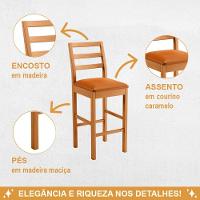 Banqueta Jade 02 Madeira Maciça Jcm Couro Caramelo
