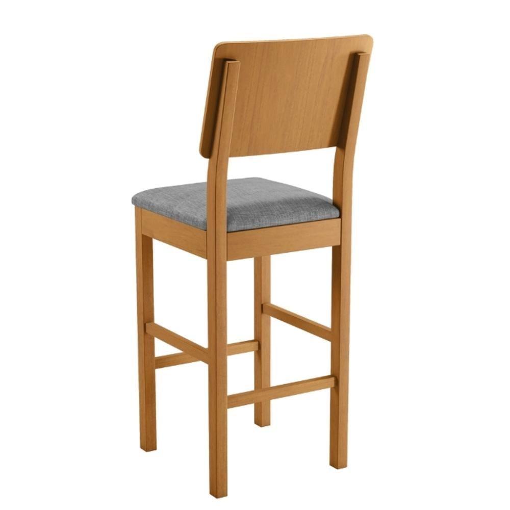 Banqueta Jade 01 Madeira Maciça Jcm Linho Cinza - 2