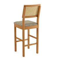 Banqueta Jade 03 Madeira Maciça Jcm Encosto Rattan E Veludo Bege - 2