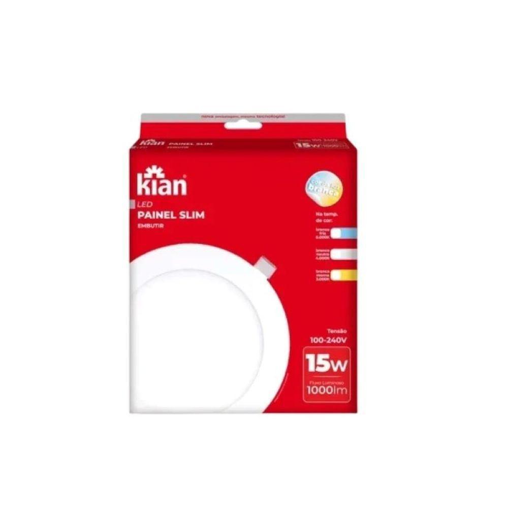 Kit 2 Painéis Led Embutir 15w Redonda Branca Fria 6000k - 2