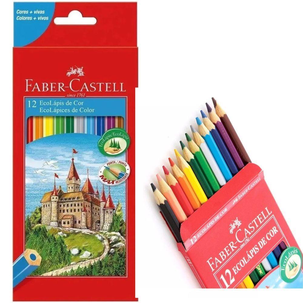 Kit 10 Lápis De Cor 12 Cores Faber Castell Ecolápis Sextavado Volta As Aulas - 1