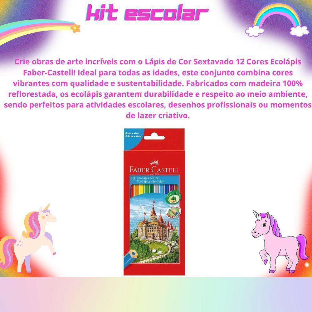 Kit 10 Lápis De Cor 12 Cores Faber Castell Ecolápis Sextavado Volta As Aulas - 3