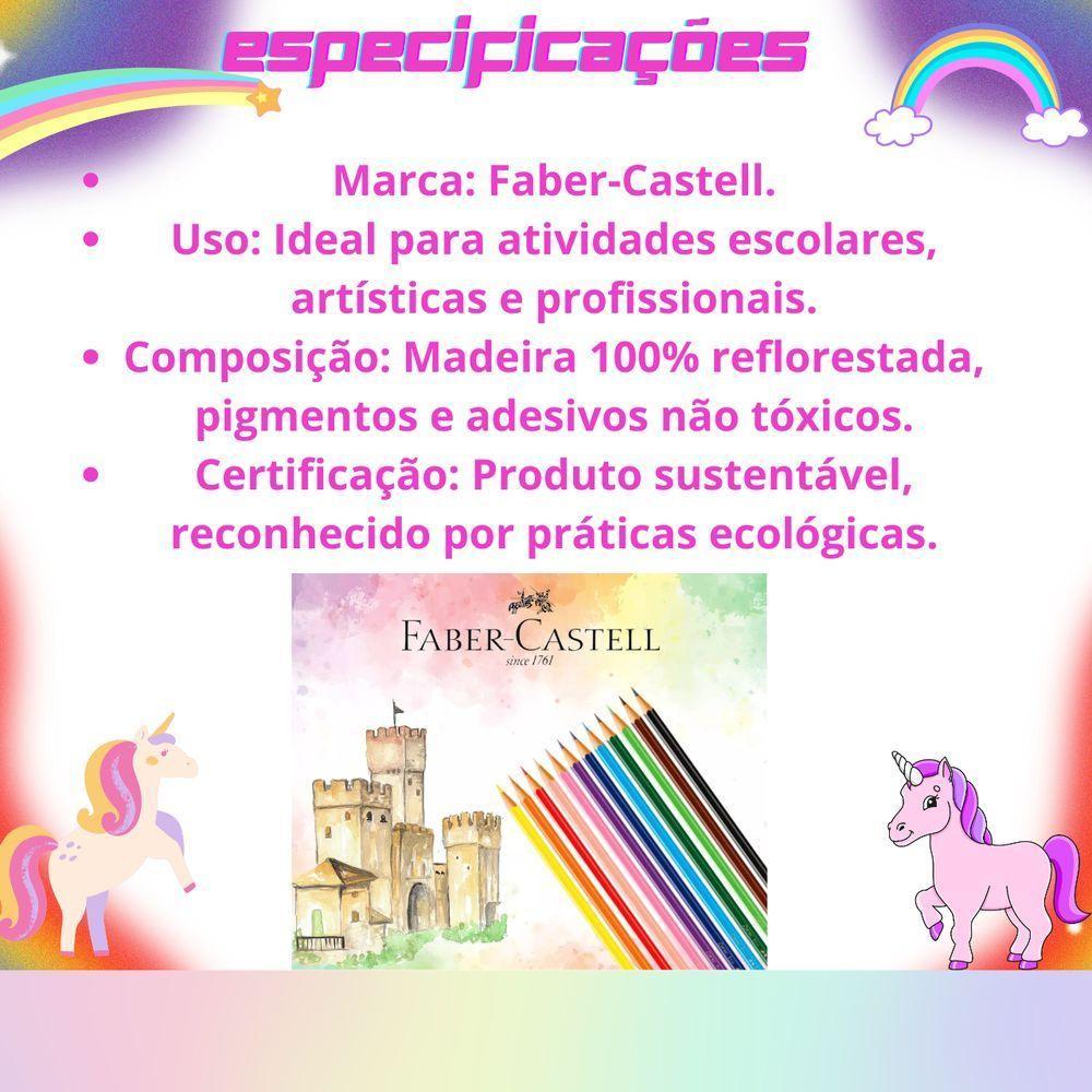 Kit 10 Lápis De Cor 12 Cores Faber Castell Ecolápis Sextavado Volta As Aulas - 6