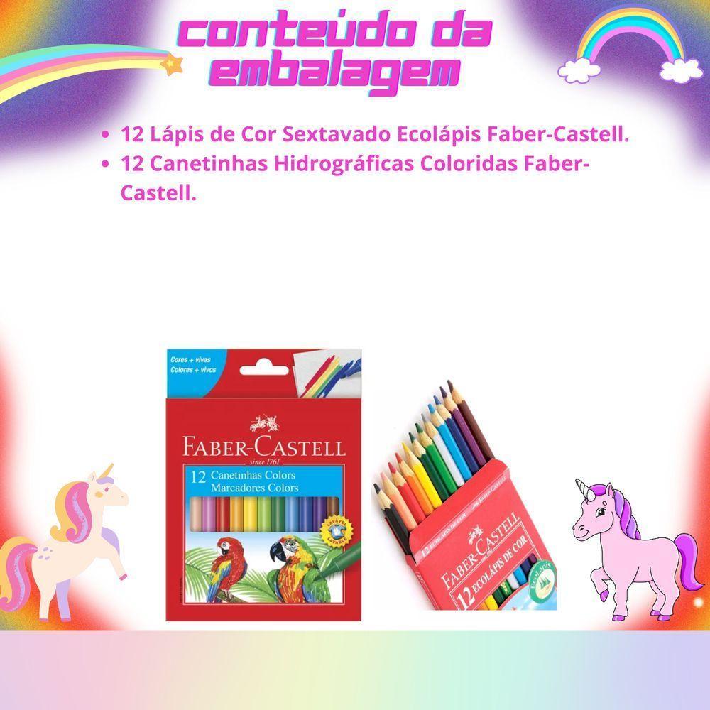 Kit Escolar Infantil Lápis De Cor + Canetinha Hidrográfica 12 Cores Faber-castell - 7