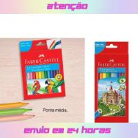 Kit Escolar Infantil Lápis De Cor + Canetinha Hidrográfica 12 Cores Faber-castell - 8
