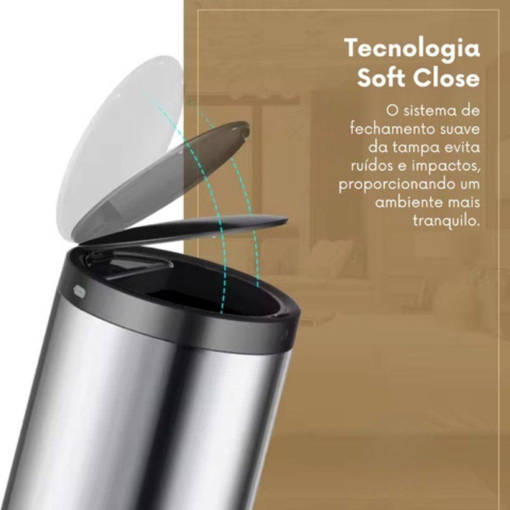 Lixeira Automática Redonda Em Aço Inox 50 Litros Com Sensor - 6