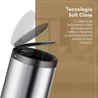 Lixeira Automática Redonda Em Aço Inox 50 Litros Com Sensor - 6