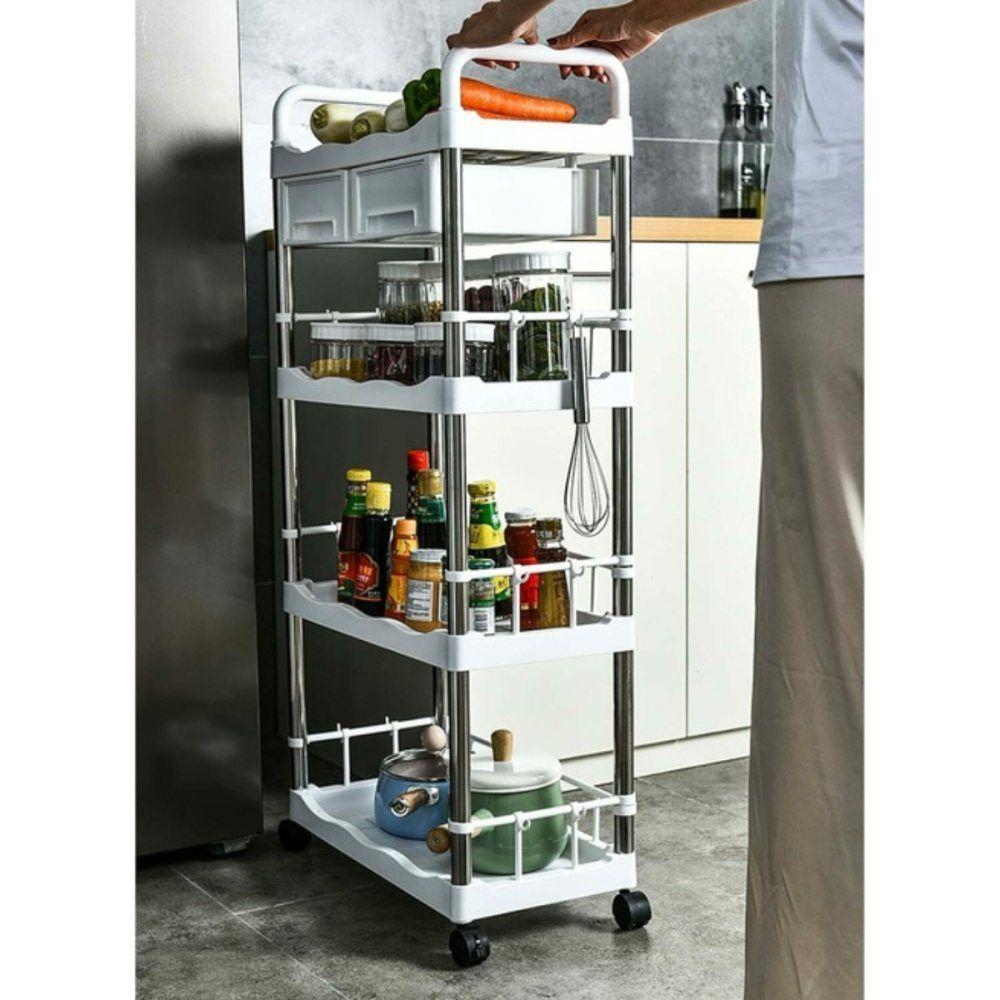 Prateleira Multiuso 4 Andares Com 2 Gavetas Branca - 2