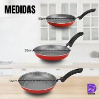 Kit 3 Frigideiras Antiaderente Vermelho Cereja Duráveis, Eficientes E Práticas Para Sua Cozinha!