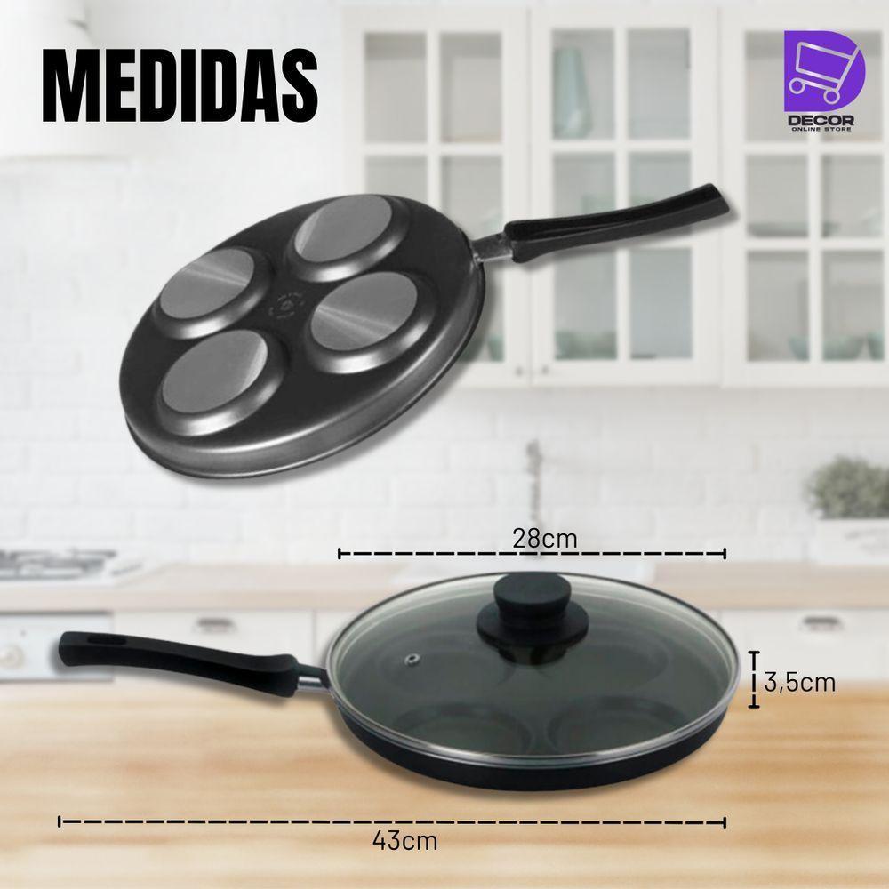 Frigideira Multiuso 4 Em 1 Com Divisórias Antiaderente Preto Cozinhe Ovos E Hamburgers Com Facilidade - 3