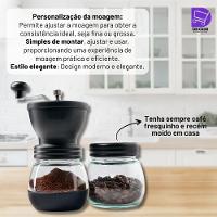 Moedor De Café Manual Premium Em Vidro, Plástico E Inox Com Mecanismo De Cerâmica Cor Preto - 2