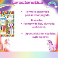 Kit Material Escolar Infantil Lápis De Cor Leo & Leo Jardim 7 Peças Estrela - 3