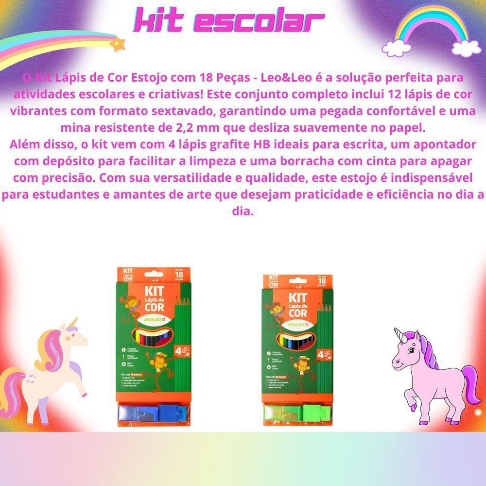 Kit Escolar Completo Coleção Com 18 Peças Para Pintura E Escrita Rosa - 3