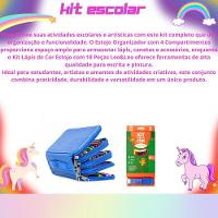 Kit Estojo Escolar Com 4 Compartimentos Mais Kit Lápis De Cor Estojo Com 18 Peças Pink - 3