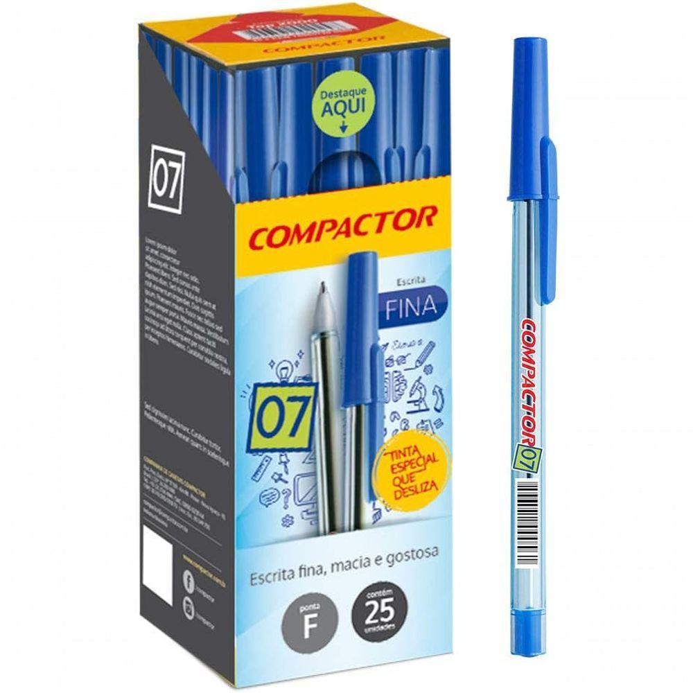 Caneta Esferográfica Azul Compactor 25 Unidades - 1