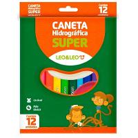 Caneta Hidrográfica Escolar Super Leo & Leo Com 12 Cores Volta As Aulas - 1