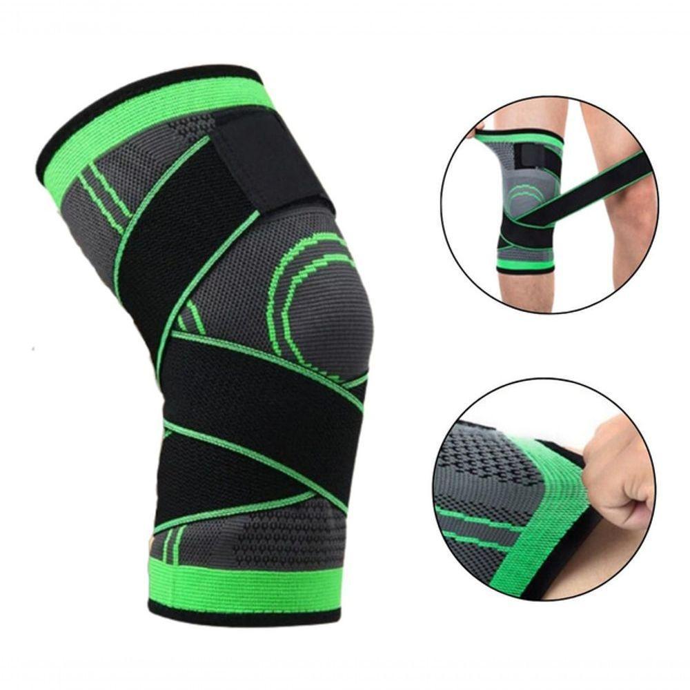 Kit Par Joelheira Compressão Ajustável Ortopédica Elástica Alívio Dor Proteção Esportes Preto - 3