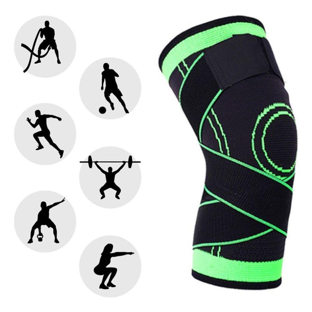 Kit Par Joelheira Compressão Ajustável Ortopédica Elástica Alívio Dor Proteção Esportes Preto - 4