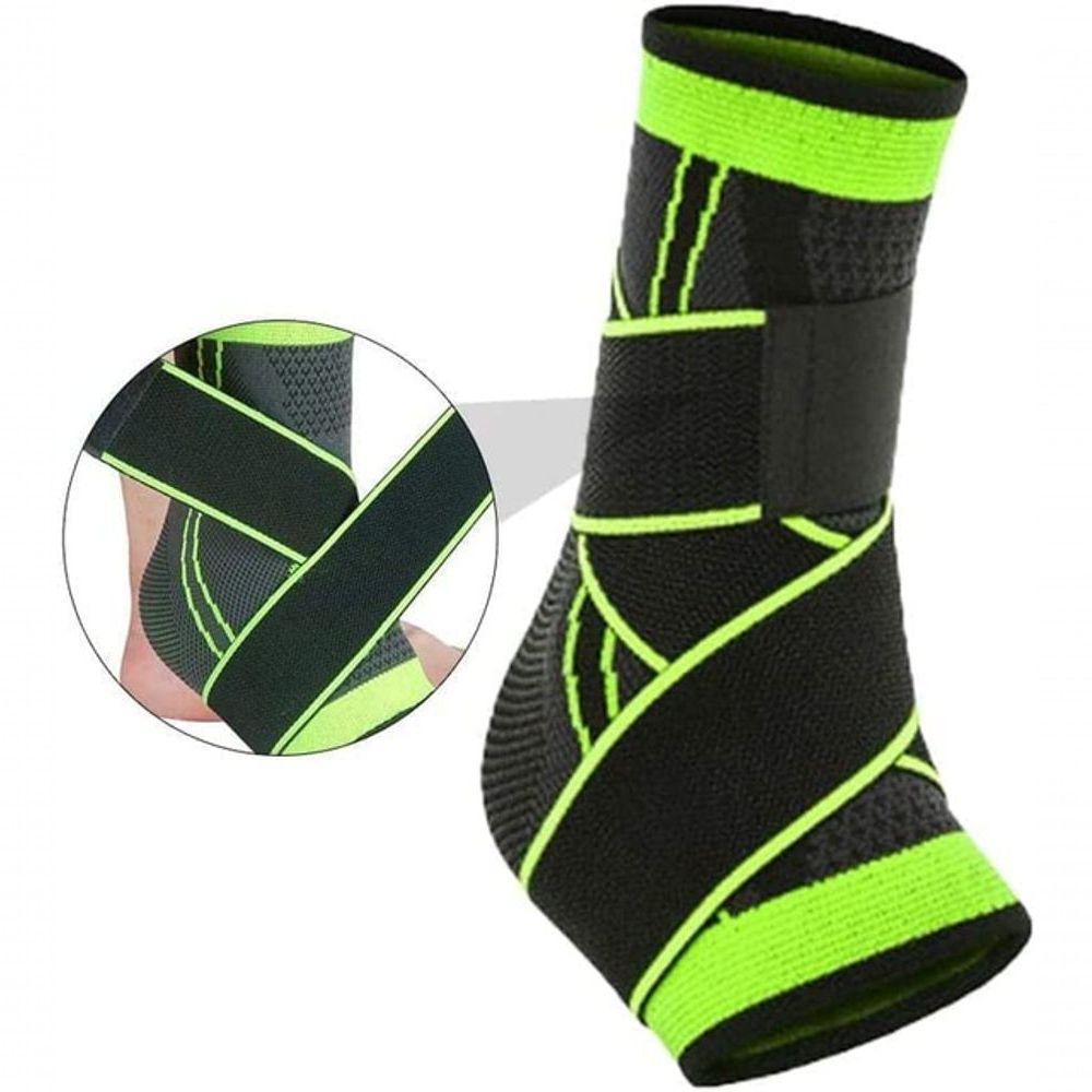 Kit Par Tornozeleira Ortopédica Ajustável Com Suporte Elástico Cinta De Compressão Preto - 1