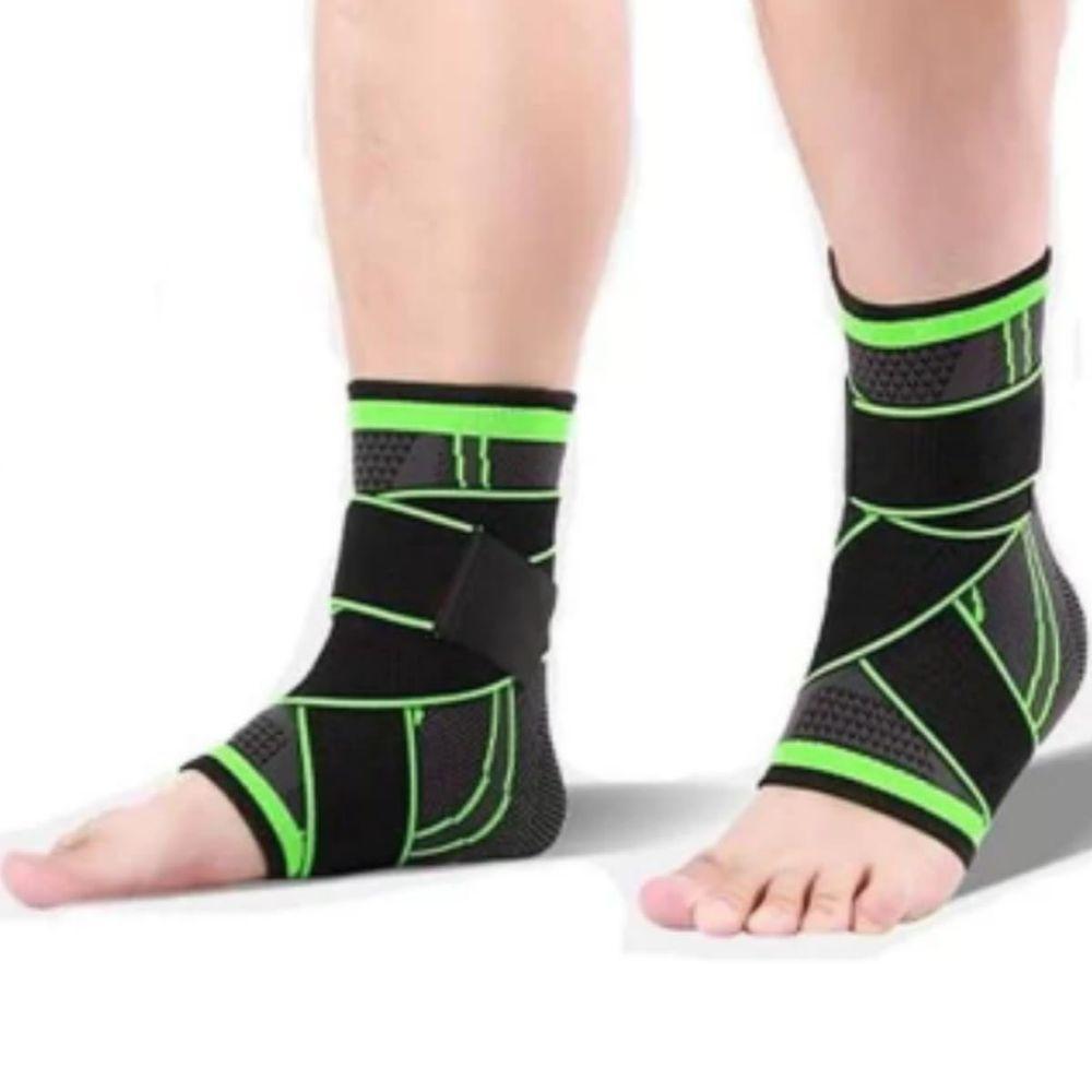 Kit Par Tornozeleira Ortopédica Ajustável Com Suporte Elástico Cinta De Compressão Preto - 2