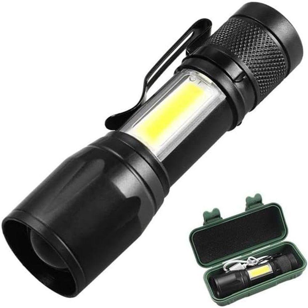 Mini Lanterna Led Tática Potente 3 Modos Recarregável Camping Lampião Preto - 2