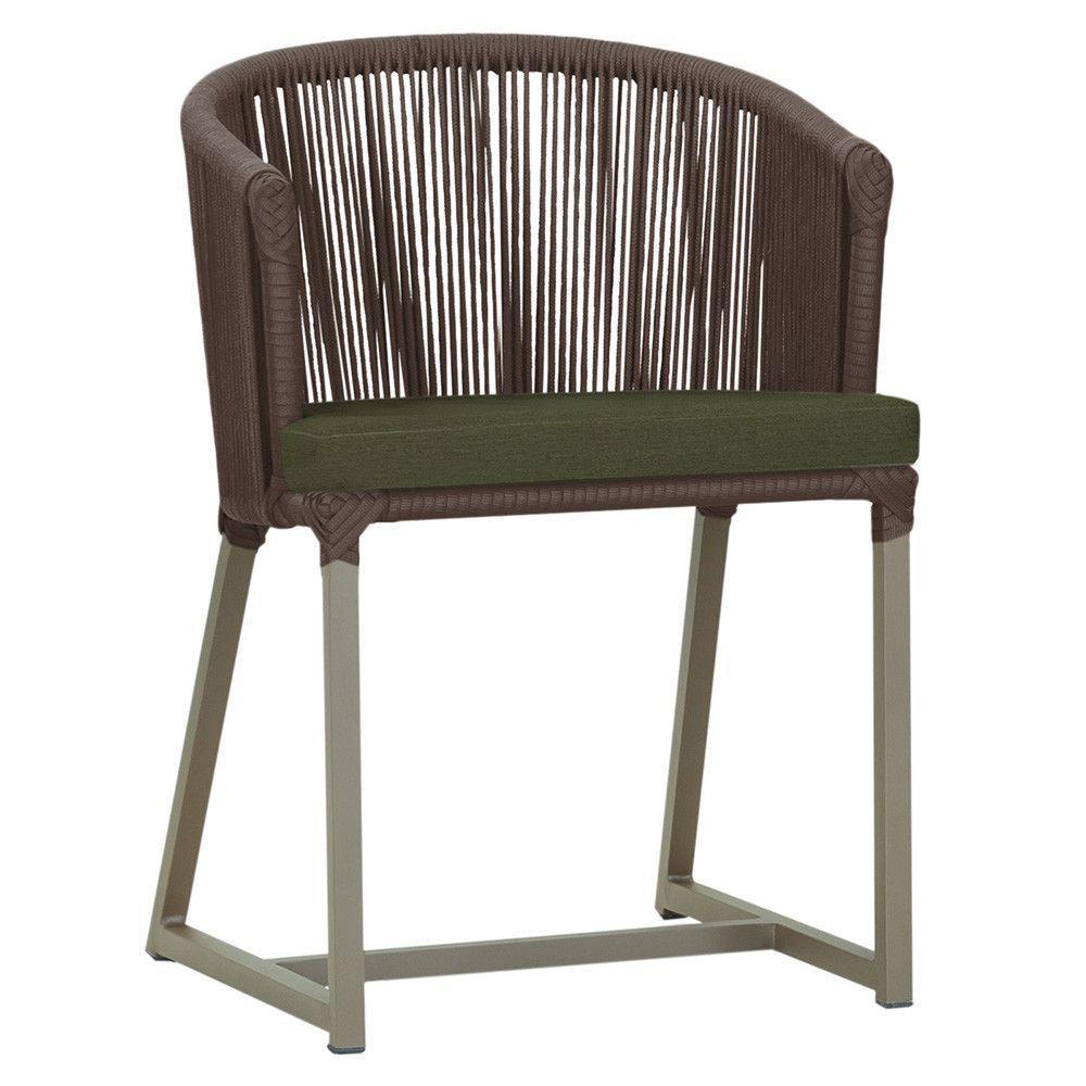 Cadeira De Jantar Noronha Alumínio Fendi E13 Trama Original Marrom - 1