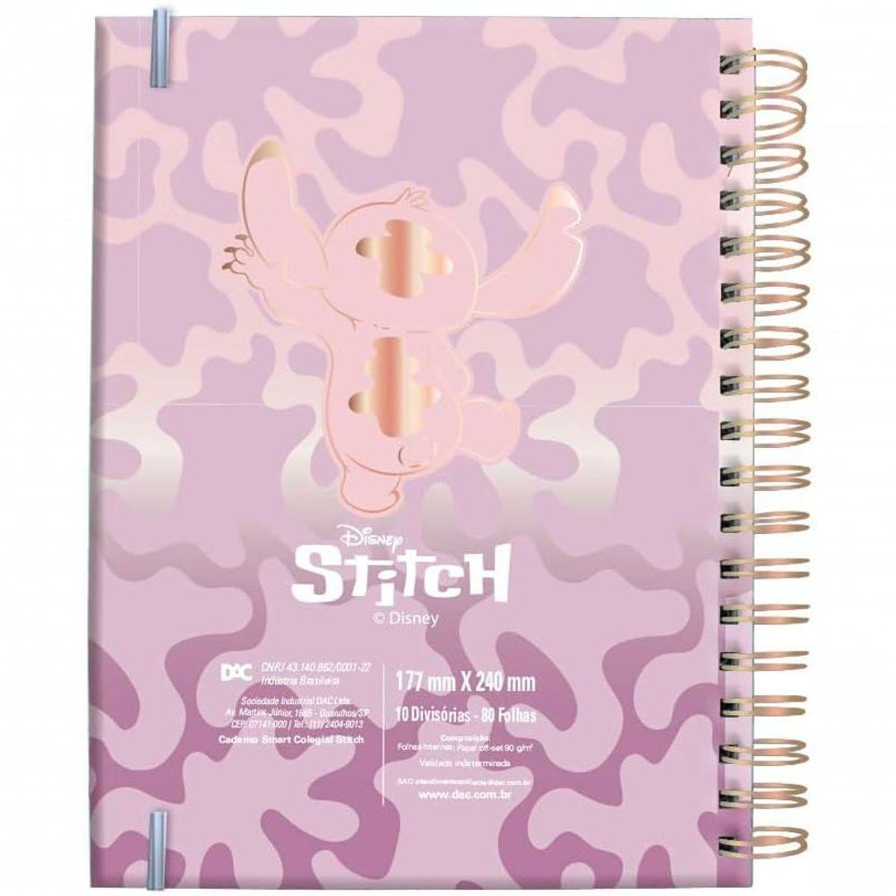 Caderno Smart Colegial Com 80 Folhas Reposicionáveis Stitch Fechamento Em Elástico 90g - 2