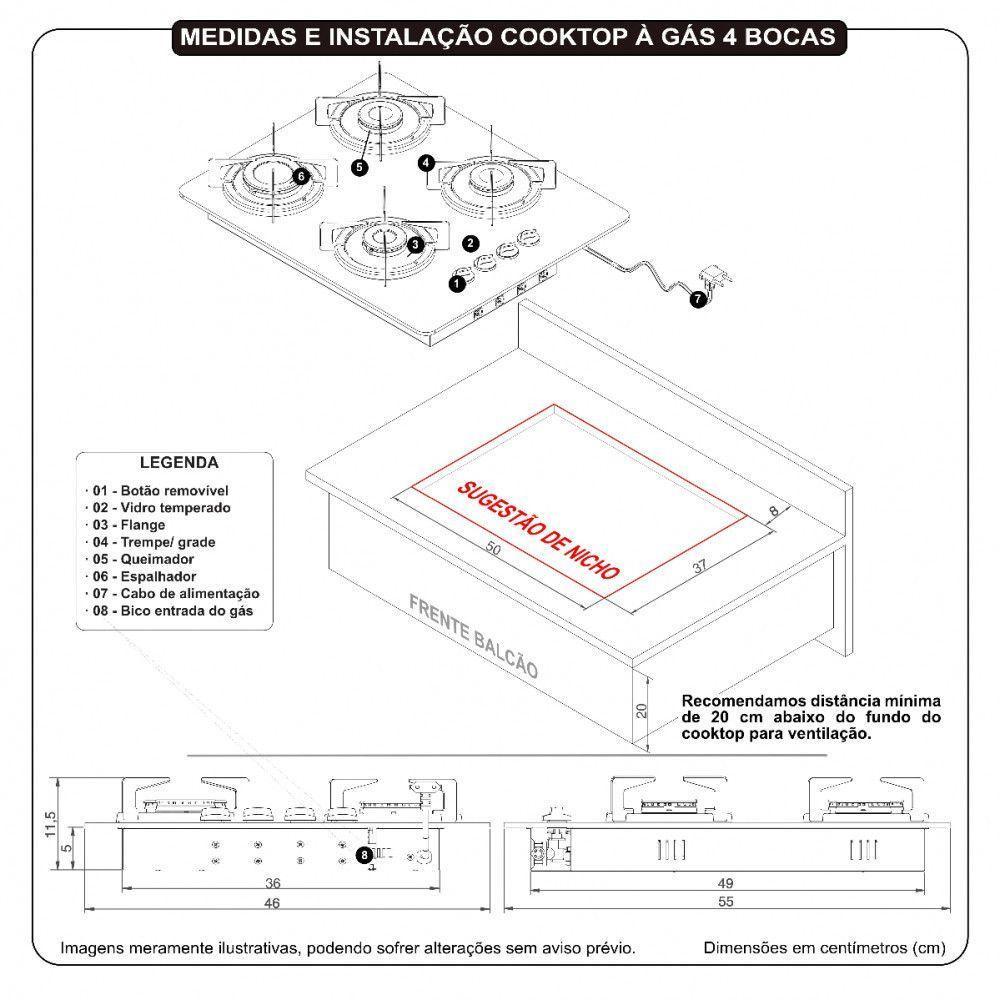 Cooktop Nardelli Safe Ferro Fundido 4 Bocas A Gás Preto Bivolt - 5