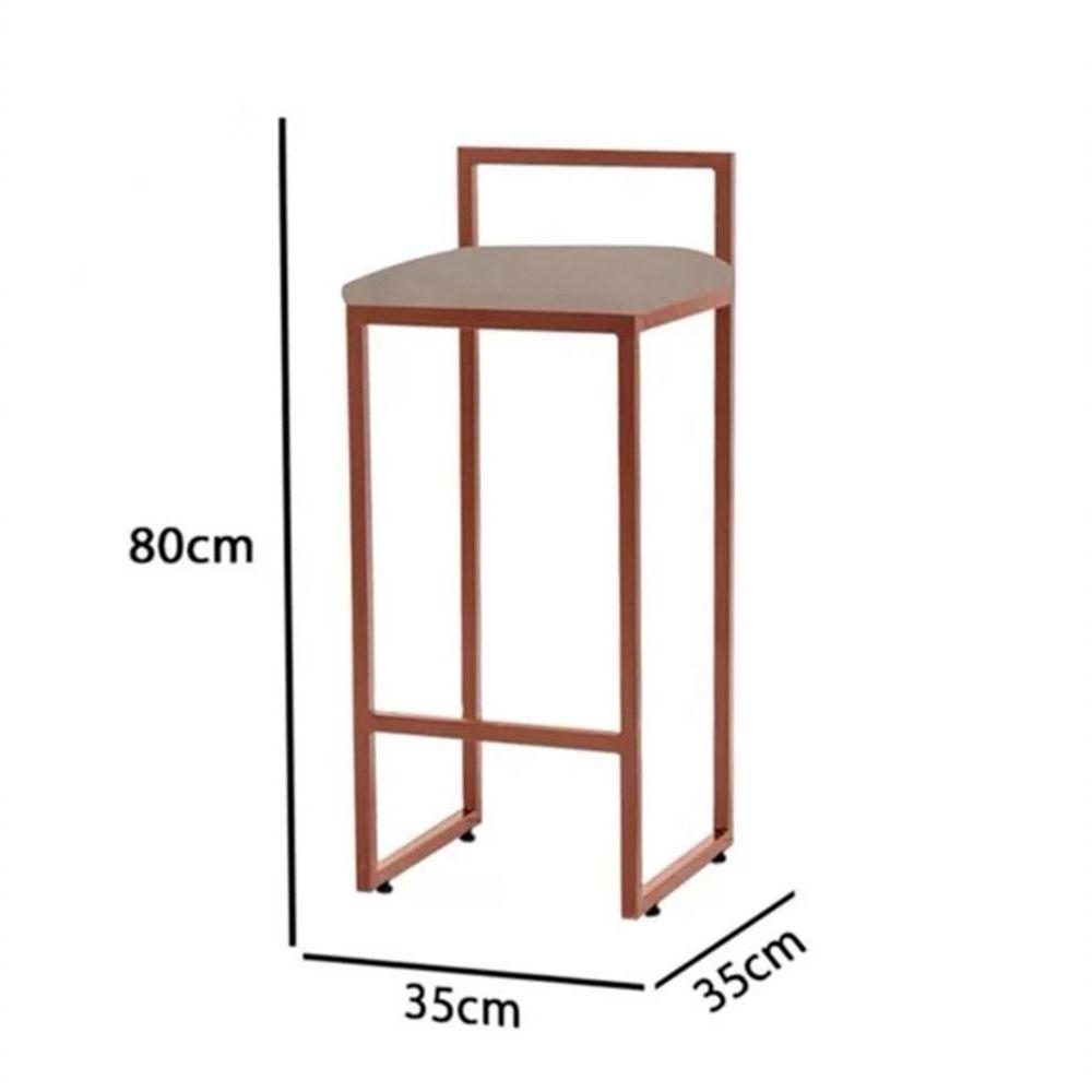 Kit 2 Banquetas Altas Bistô Bar Em Aço Cobre Assento Bege - 4