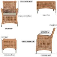 Jogo Sofá 4 Poltronas E Mesa Igapó Fendi E7 Trama Original Terra Cota - 3