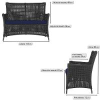 Jogo Sofá 2 Poltronas E Mesa Igapó Preta E10 Trama Original Preto - 2