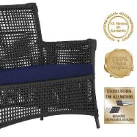 Jogo Sofá 2 Poltronas E Mesa Igapó Preta E10 Trama Original Preto